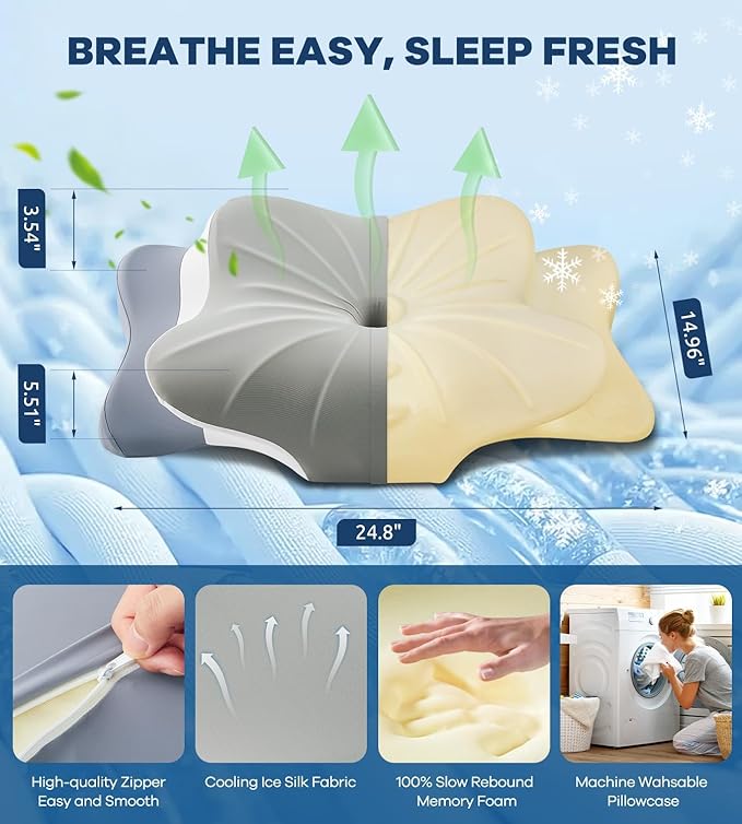 DONAMA Cervical Pillow for Neck and Shoulder Pain Relief, Cooling Contour - Image 2