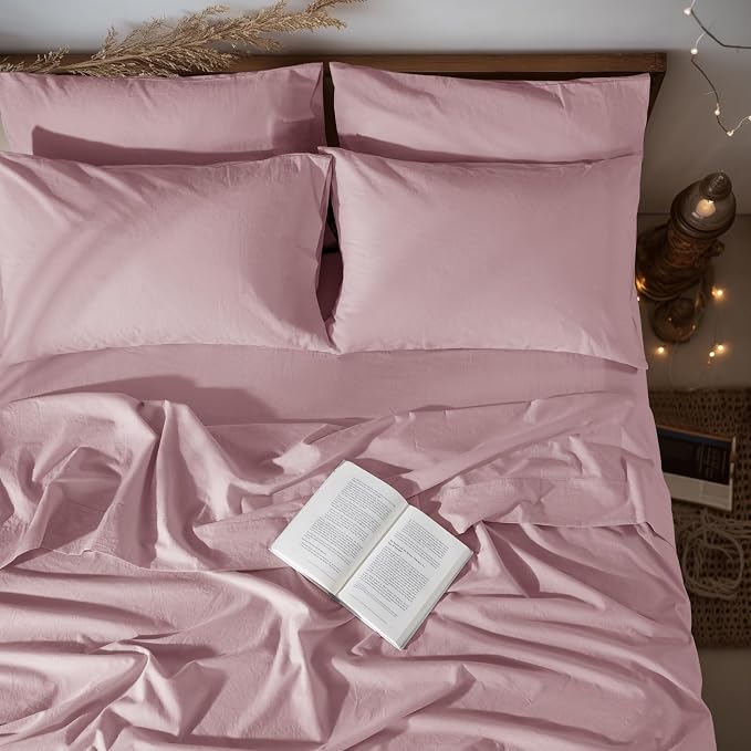 LBRO2M 100% Pure Linen Sheet Set Deep Pocket Up to 16" Bed Sheets Sets by LBRO2MBedding