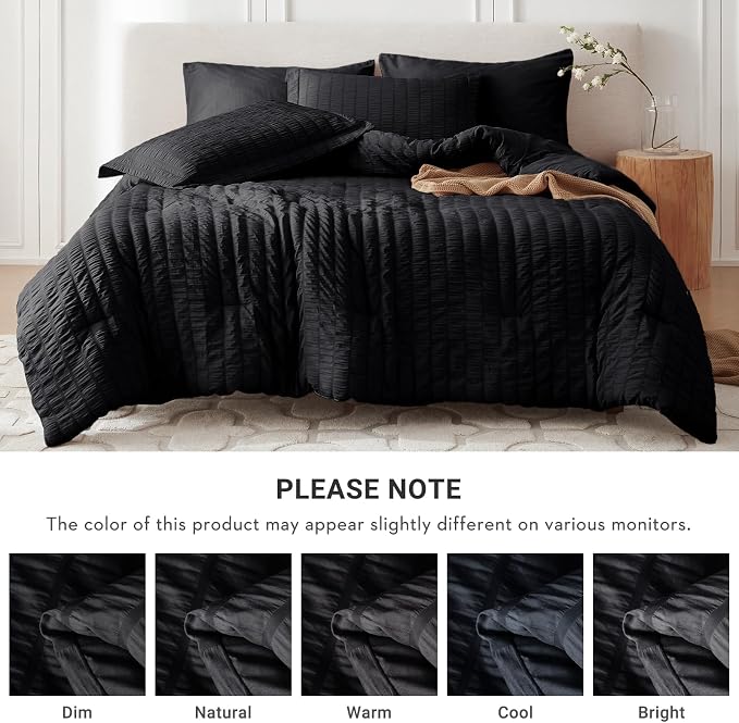 MUXHOMO 5 Pieces Twin XL Comforter Set, Seersucker Bed in a Bag Twin XL Size - Image 5