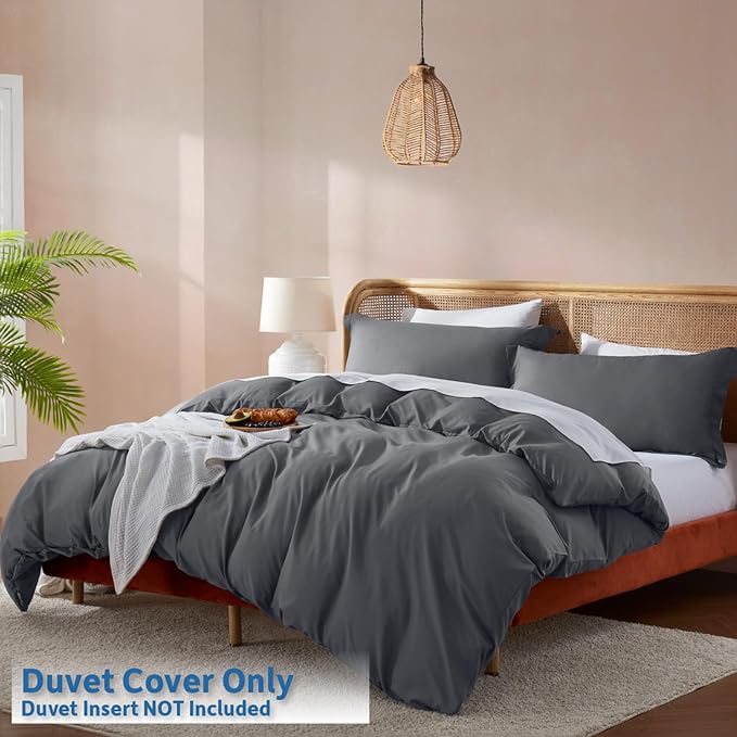Nestl Dark Grey Duvet Cover Queen Size - Image 2