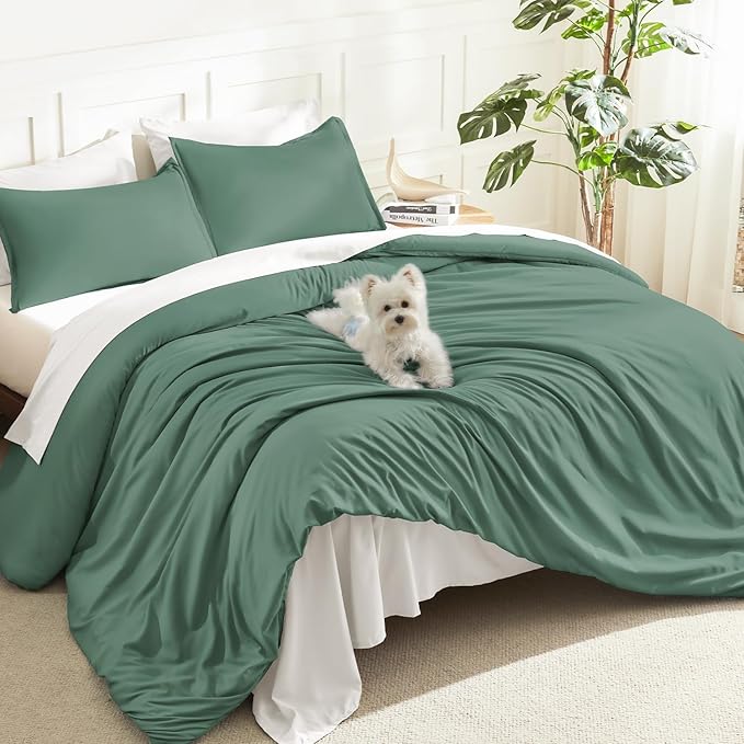 Litanika Comforters King Size Haze Green, 3 Pieces Lightweight Solid Bedding by Litanika