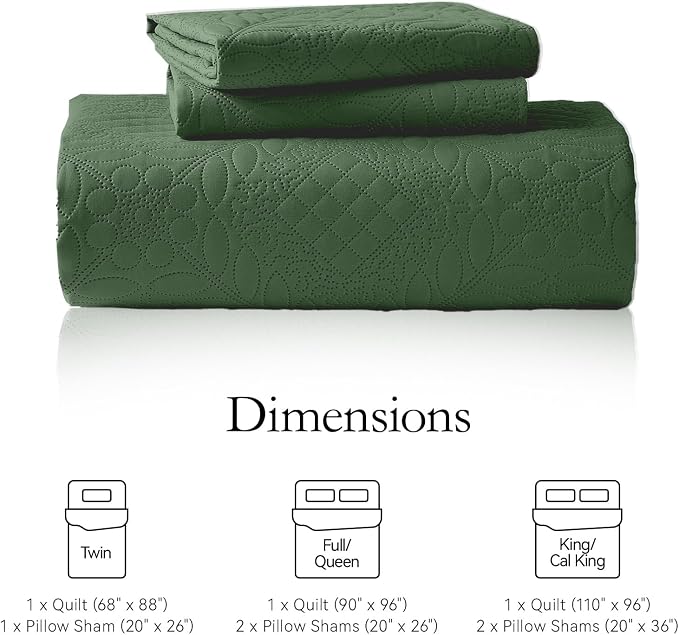 FLYMME Full Queen Quilt Bedding Set, Lightweight Olive Green Bedspreads - Image 7