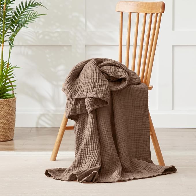 100% Cotton Muslin Blanket 40" x 40", Breathable and Lightweight Cotton Throw - Image 2