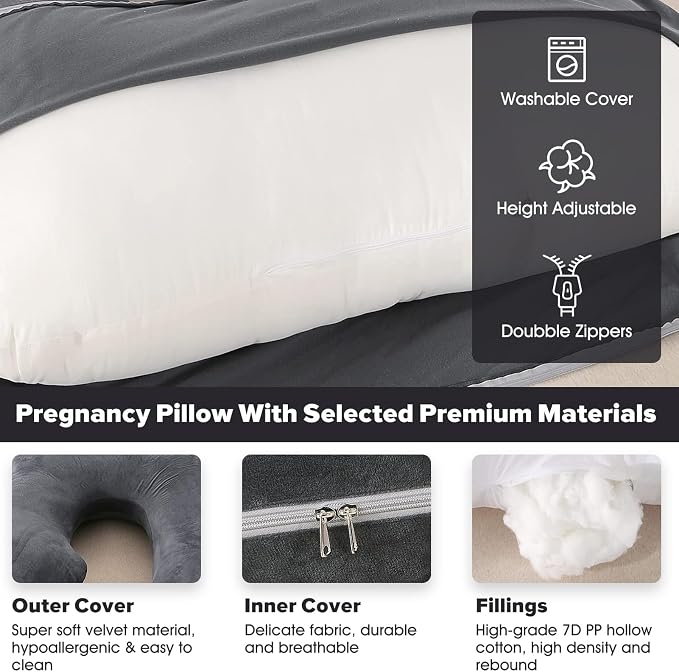 BATTOP Pregnancy Pillows for Sleeping, Full Body Maternity Pillow for Side - Image 6
