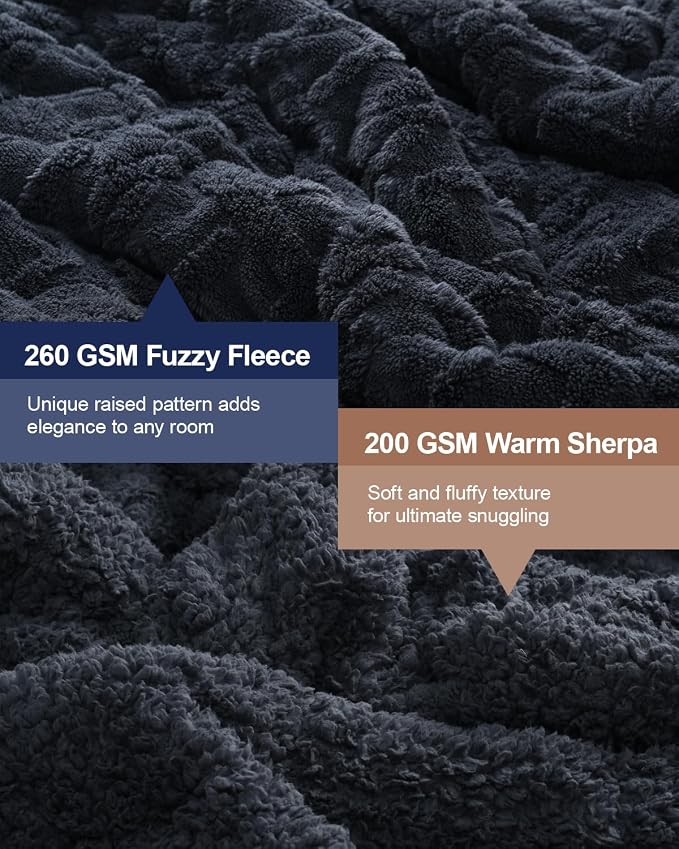 Super Fuzzy Soft Sherpa Fleece Weighted Blanket, 15 lbs Dual Sided Fluffy Heavy - Image 3