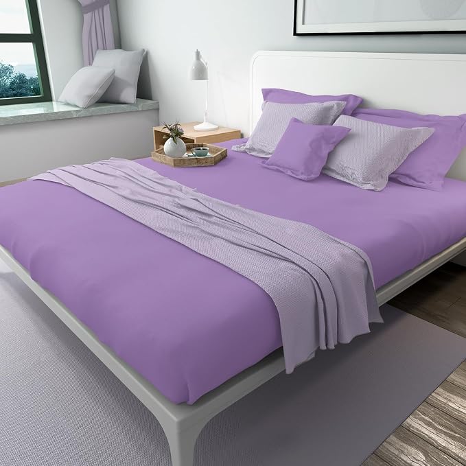 Lirex Light Purple Flat Sheet Twin, Ultra Soft & Breathable Brushed 1800 - Image 6