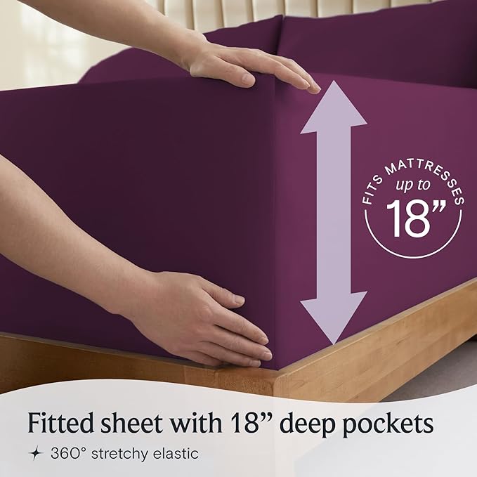 LuxClub 4 PC Full Sheet Set, Breathable Luxury Bed Sheets, Deep Pockets 18" - Image 5