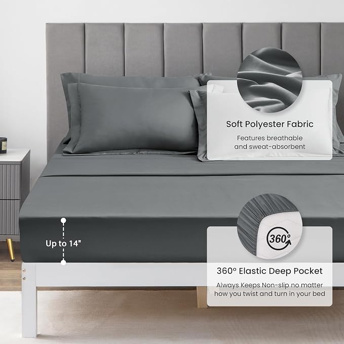 Love's cabin Full Comforter Set Dark Grey, 7 Pieces Full Bed in a Bag, All - Image 4