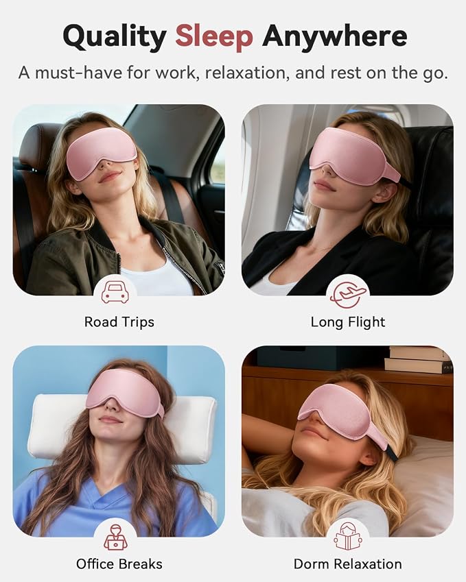 Weighted Blackout Sleep Mask for Women, 3D Contoured Zero Eye Pressure - Image 8