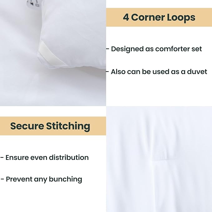 Paxrac White Super King Plus Comforter Set 128x120In, 3 Pieces Oversized King - Image 4