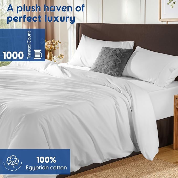 SONORO KATE 100% Egyptian Cotton Duvet Cover King Size, 1000 Thread Count - Image 2