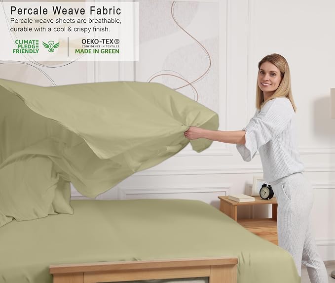 RUVANTI 100% Cotton Sheets – Twin XL Size Percale Bedding, Cooling & Breathable - Image 3