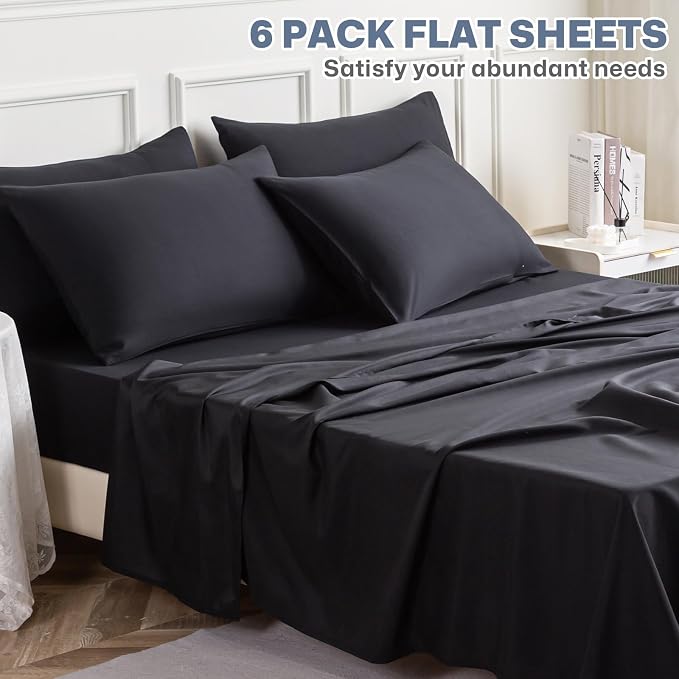 Lavisun Twin XL Flat Sheets only, 6 Pack Bulk Top Sheets - Image 2