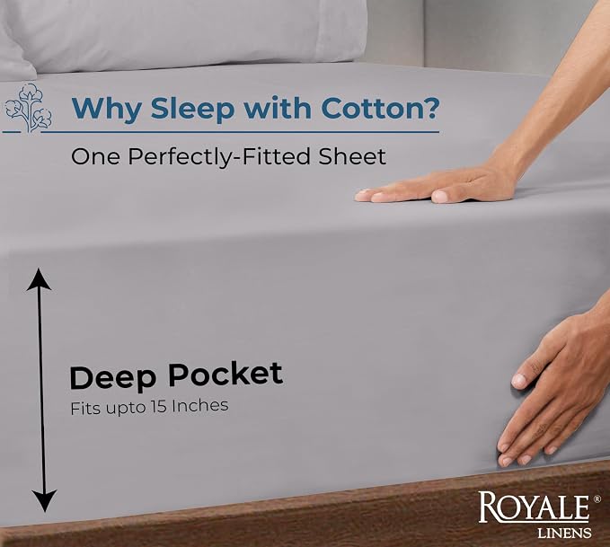 Royale Linens 100% Organic Cotton Fitted Sheet - Image 2