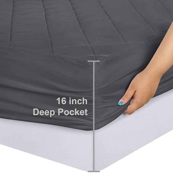 Utopia Bedding Quilted Fitted Mattress Pad, Twin Size, Elastic Fitted Mattress - Image 3