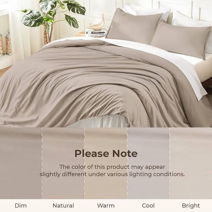 Litanika Light Coffee Comforter King Size, 3 Pieces Lightweight Solid Bedding - Image 8