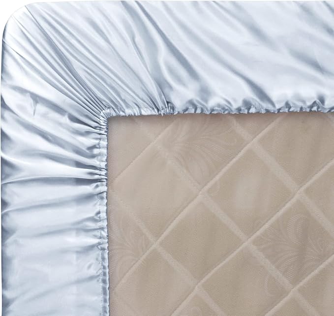 Homiest Baby Blue Satin Fitted Sheet - Image 6