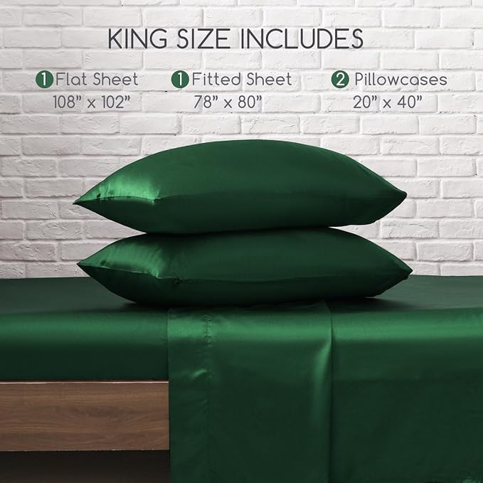 MR&HM Satin Bed Sheets, King Size Sheets Set - Image 7