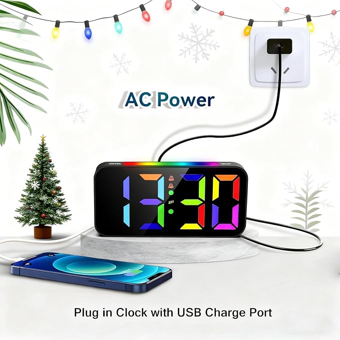 Topski Loud Alarm Clocks for Bedrooms Heavy Sleepers, Plug-in Digital Bedside - Image 4