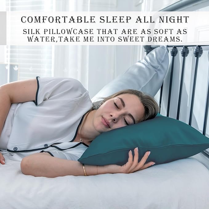 Silk Pillow Cases 2 Pack, Soft Breathable and Sliky Standard Size Pillow Cases - Image 6