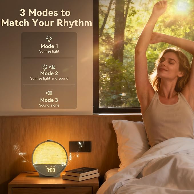 Vivilumens Sunrise Alarm Clock, Gentle Wake-Up Light & Sound Machine, Dual - Image 5