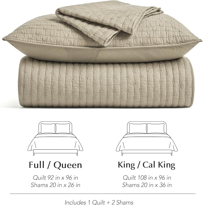 EVERGRACE Cross Stitch Pre-Washed Cotton Quilt Bedding Set King Size, Oversized - Image 7