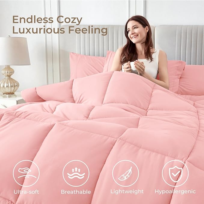 Sasttie Full Size Comforter Sets, 7 Pieces Bed in a Bag Full, Complete Bedding - Image 2
