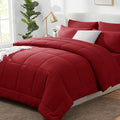 CozyLux Full Size Comforter Sets Dark Red, 7 Pieces Bed in a Bag, All Season by CozyLux