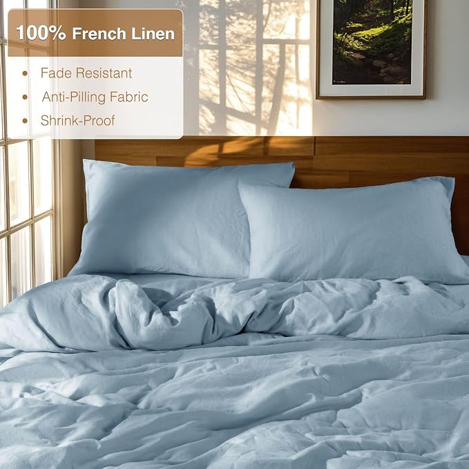 SONORO KATE 100% French Linen Duvet Cover King Size, Soft Breathable - Image 2