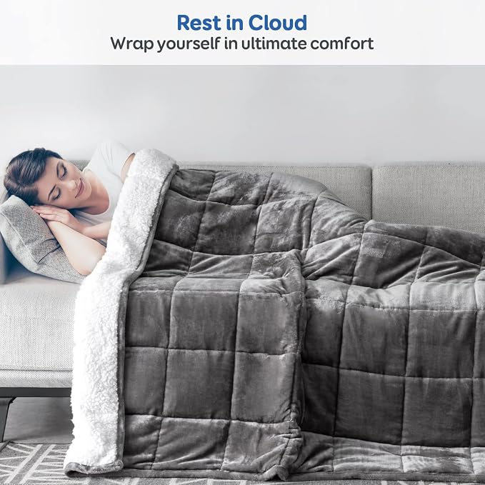 Cottonblue Sherpa Weighted Blanket 15 lbs, Fleece Flannel Heavy Blanket Twin - Image 6