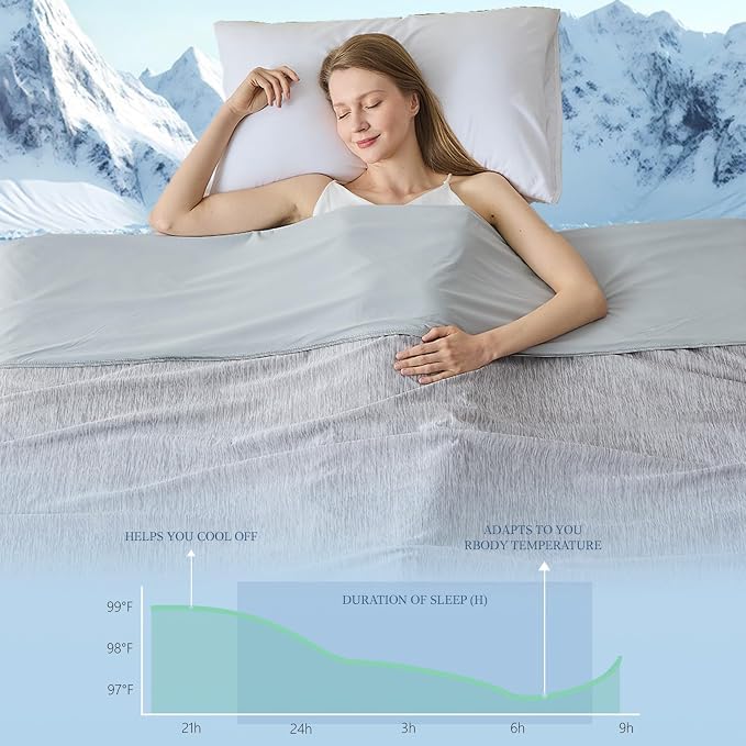 Cooling Blanket Queen Size, Cold Blanket Thin Lightweight Breathable Soft - Image 2