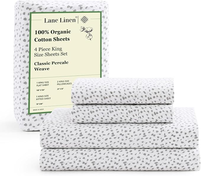 Lane Linen 100% Organic Cotton White King-Sheets Set, 4-Piece Long Staple by LaneLinen