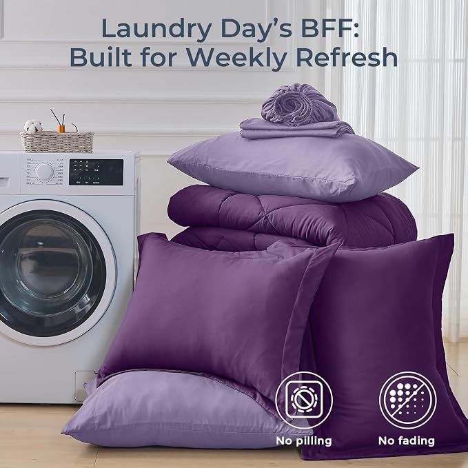 HEVUMYI Purple & Light Purple Full Comforter Set - Image 7