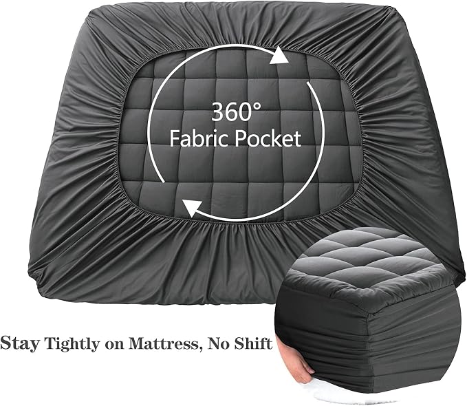 EASELAND Full Size Mattress Pad Pillow Top Cover Quilted Fitted Protector - Image 5