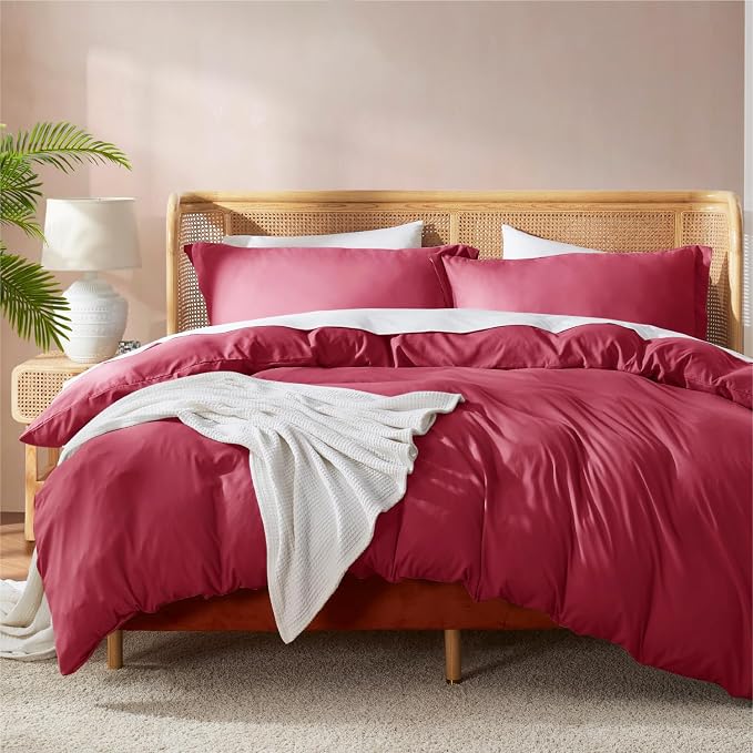 Nestl Burgundy Red Duvet Cover Full Size by Nestl