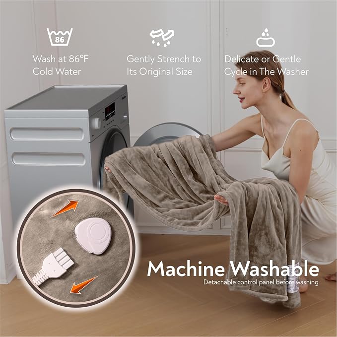 Wapaneus Foot Pocket Heated Blanket Electric Throw - Image 6