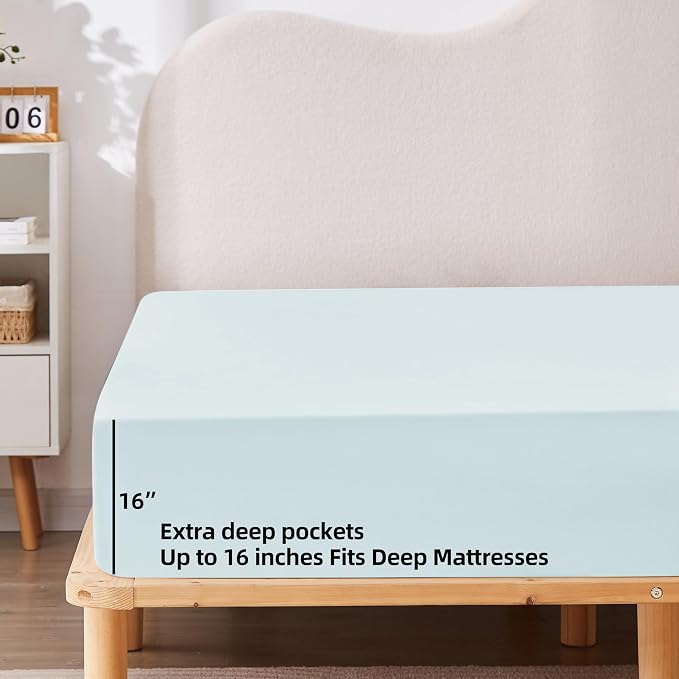 HBHLFZ Twin Fitted Sheet Only, Soft Breathable Bottom Sheet - Image 3