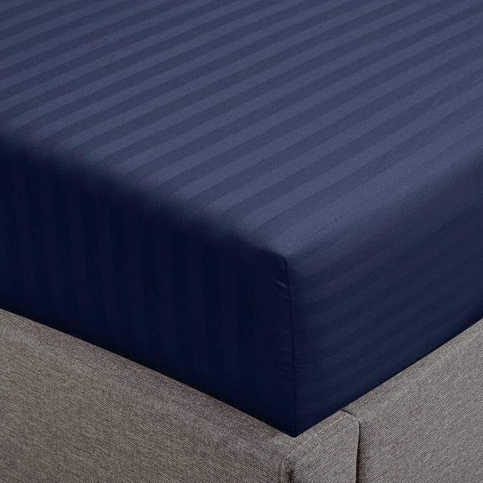 Feather & Stitch 1 Piece Fitted Sheet King Size, 100% Cotton Damask Sateen Weave by FEATHERSTITCHNEWYORK