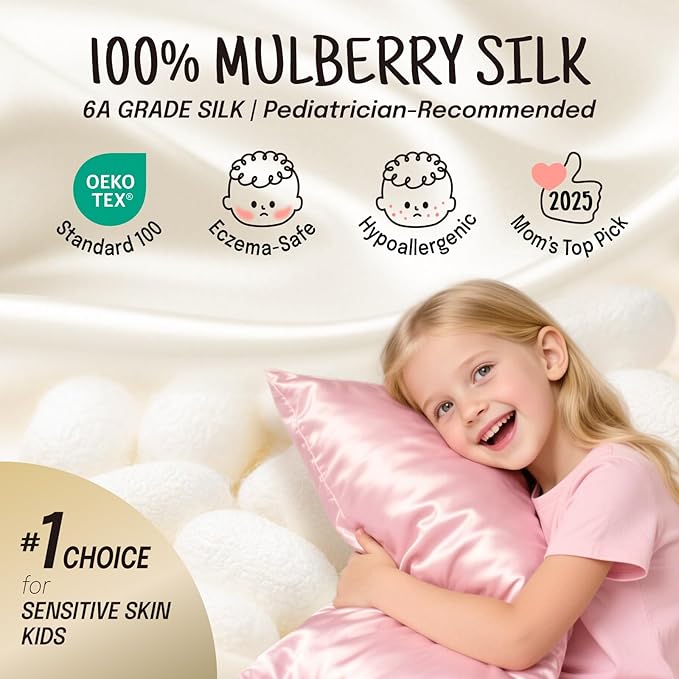 OLESILK 100% Mulberry Silk Toddler Pillowcase - Image 2
