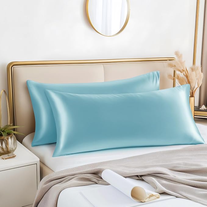 BEDELITE Satin Body Pillow Cover 2 Pack, Super Soft and Cooling Body Pillow - Image 2