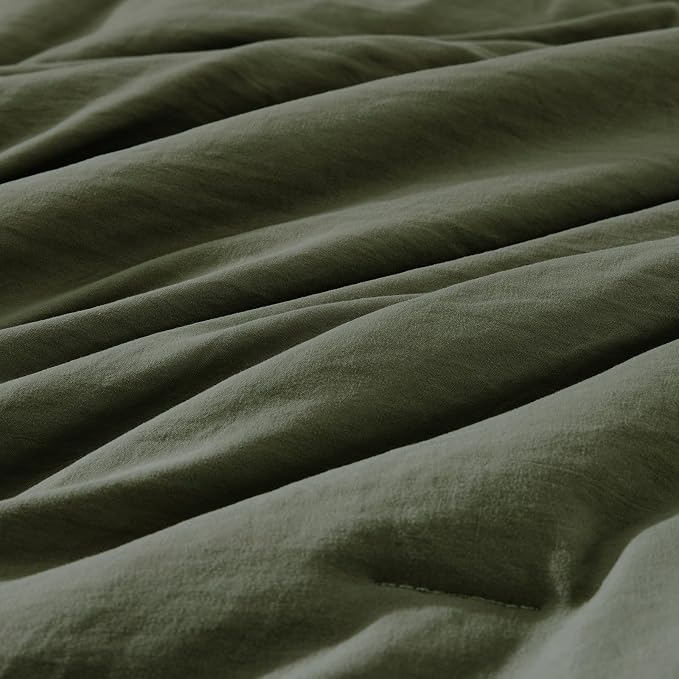 WRENSONGE Queen Comforter Set- 7 Pieces Soft Olive Green Bed in a Bag - Image 5