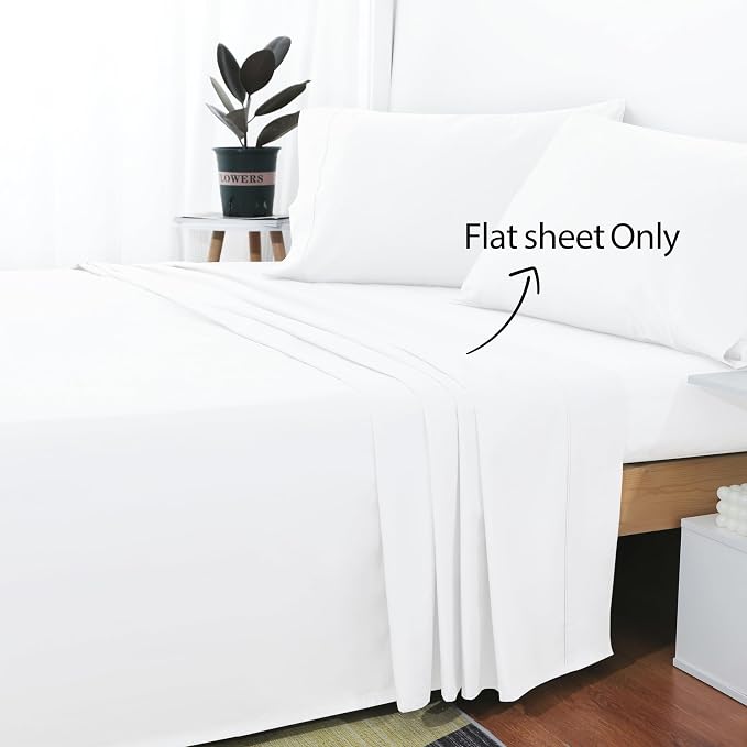 Cotton Twin Flat Sheet Only, 600 Thread Count 100% Egyptian Cotton Top Sheet - Image 2