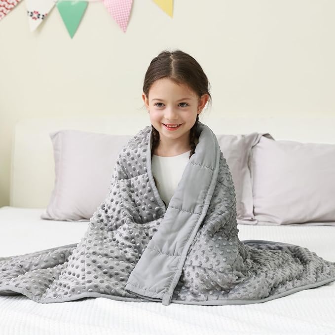 Mr. Sandman Weighted Blanket 7LBS 41 x 60 Inches, Minky Dots Heavy Blanket by MrSandman