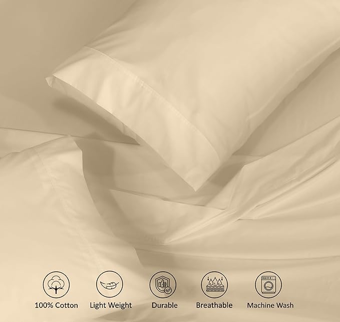 RUVANTI 100% Cotton Sheets – Full Size Percale Bedding, Cooling & Breathable - Image 4