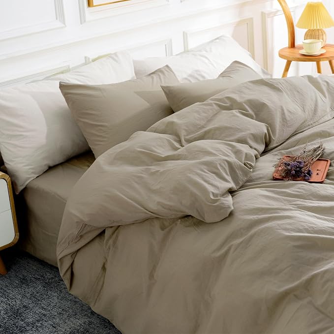 NEXHOME PRO Duvet Cover Set Kids Twin Size Linen Feel Textured Organic Natural by NEXHOMEPRO