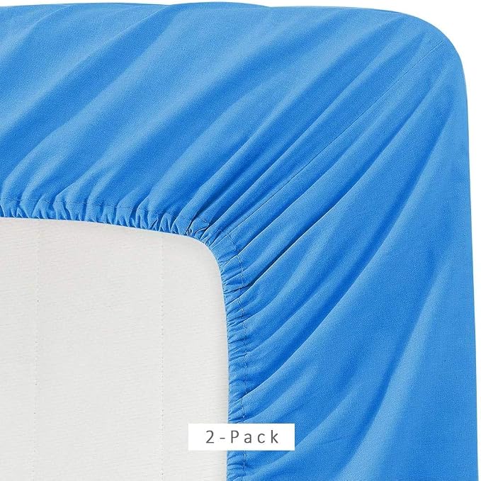 Knit Jersey 100% Cotton 2 Twin XL Fitted Bed Sheets Breathable and Cooling - Image 2