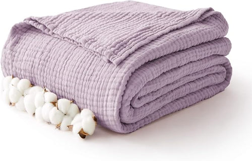 100% Cotton Muslin Blanket Twin 60" x 80", Breathable and Lightweight Cotton by Kozyhvn