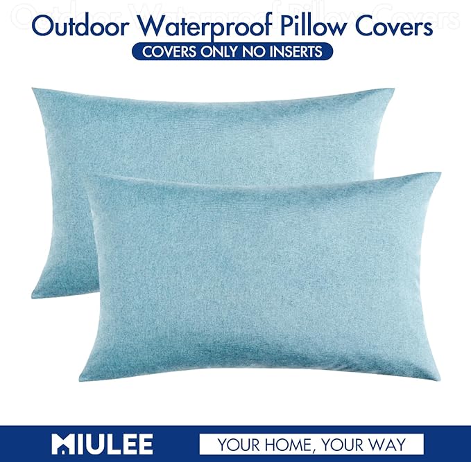 MIULEE Pack of 2 Decorative Outdoor Solid Waterproof Throw Pillow Covers Faux - Image 6