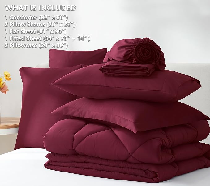 CozyLux Full Size Comforter Sets Burgundy - Image 6