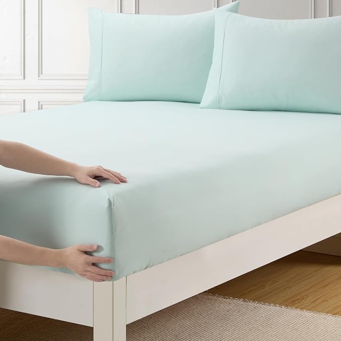 Twin XL Fitted Sheet Only with Full Elastic & Built in Corner Sheet Straps to by SweetHomeCollection